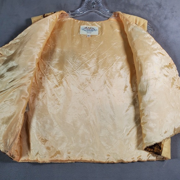 VTG Susan Bristol Vest Womens L Petite Yellow Horse Print Quilted Equestrian - Picture 3 of 8